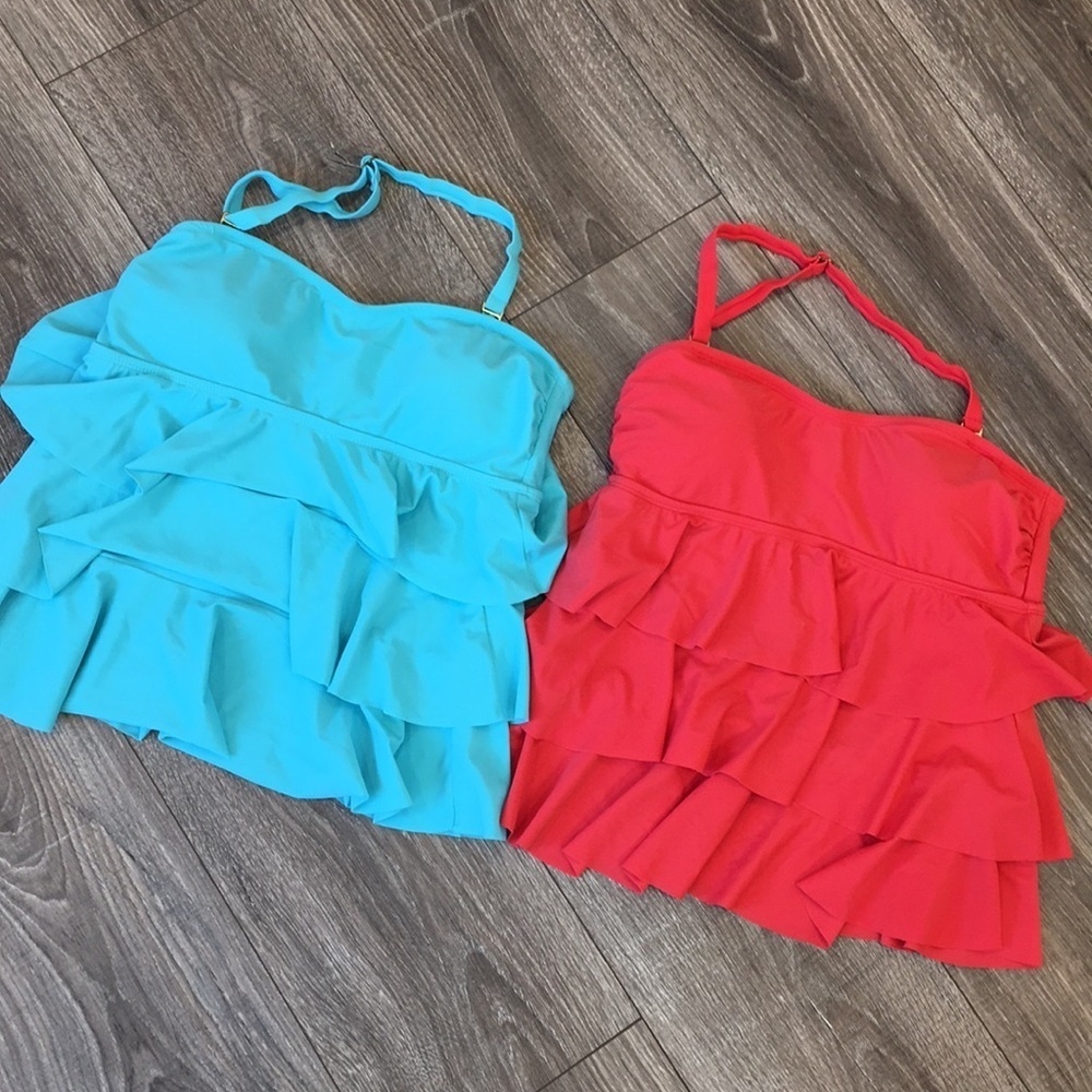 Bundle of 2 Tankini’s (Coral and Teal) by Island Escapes Size 6 - Picture 2 of 3